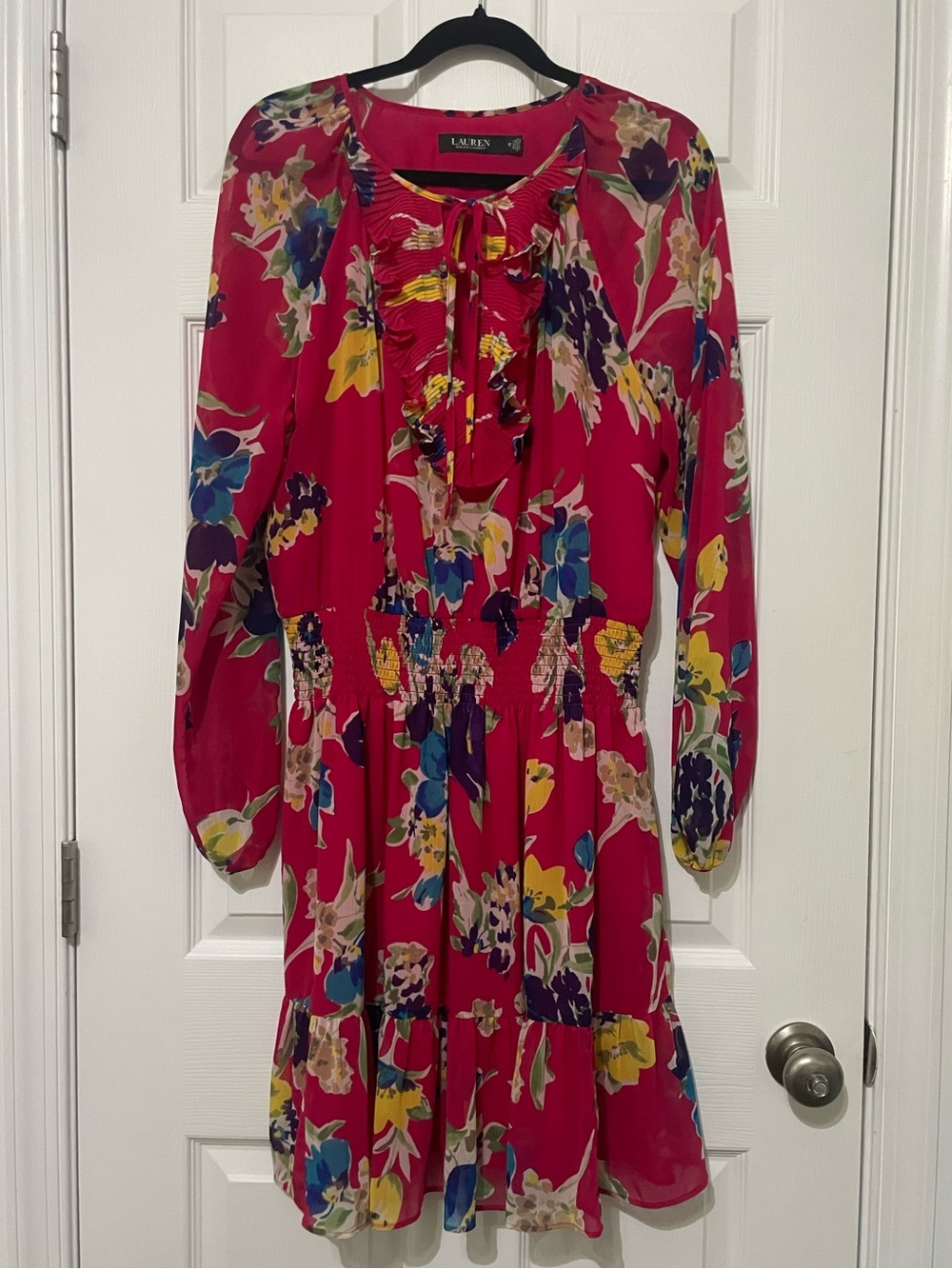 Lauren Ralph Lauren Floral Georgette Long Sleeve Dress - Size 12